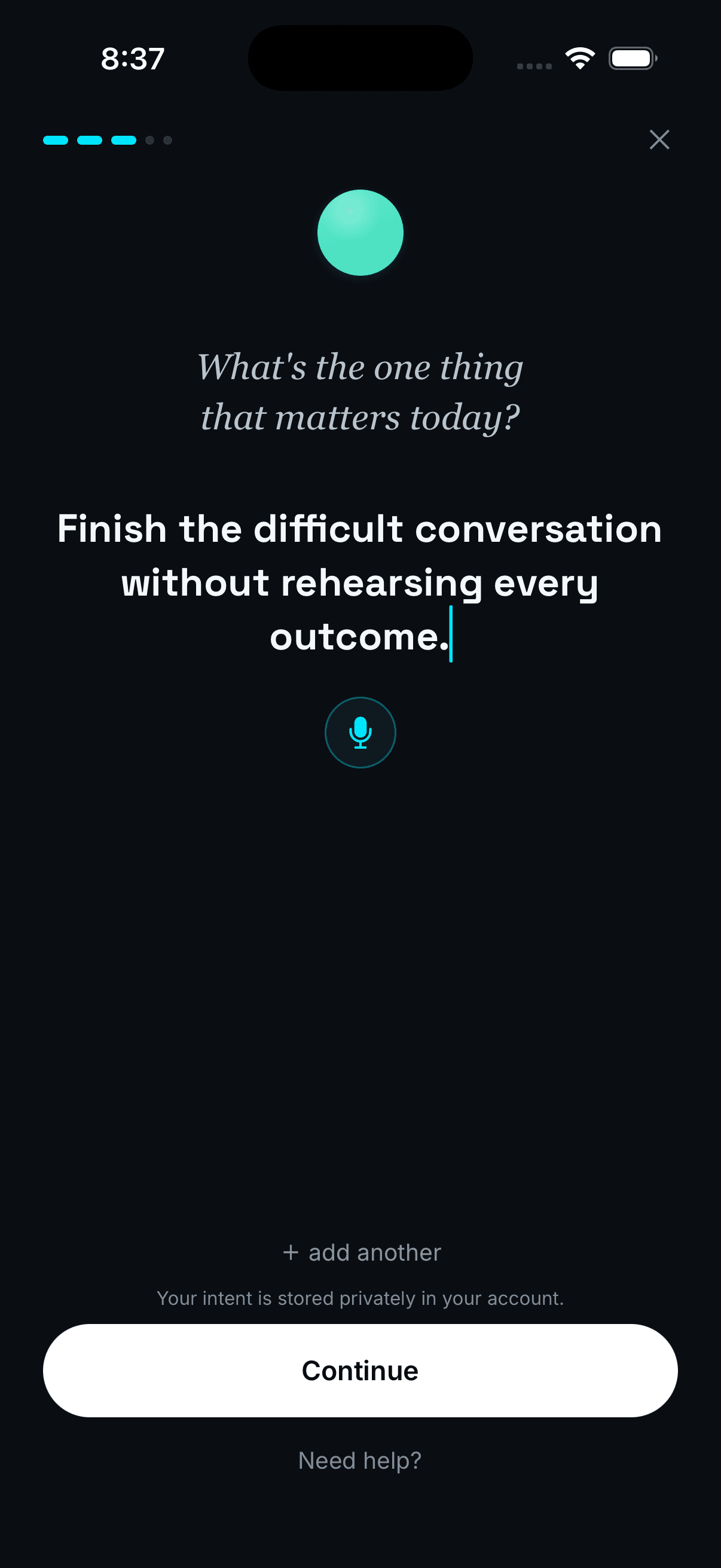 Setting the day's one intent